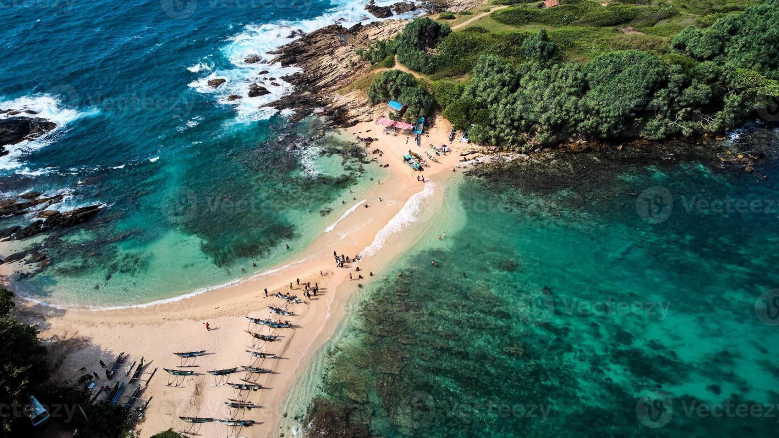 Blue beach on the Sri Lanka south coast