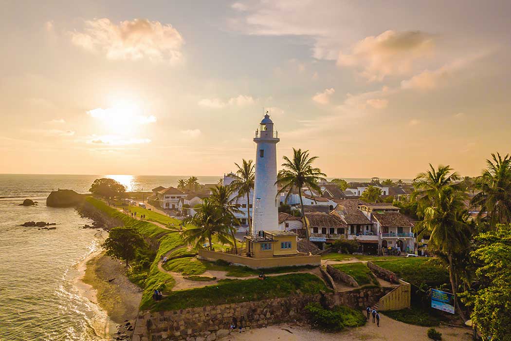 Galle Fort lighthouse and colonial walls